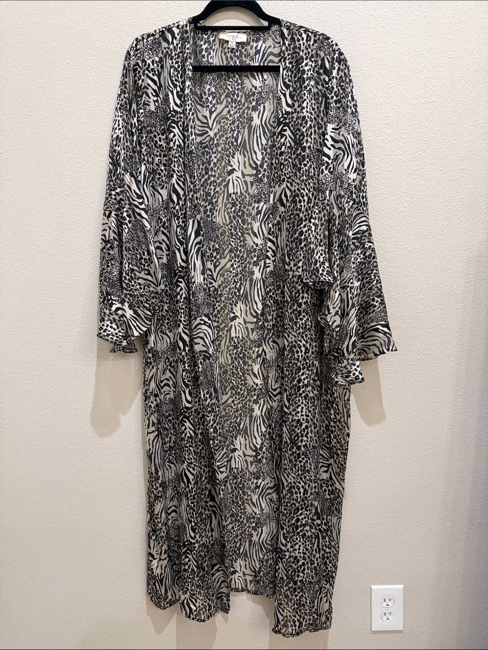 Umgee long duster, safari/leopard print, size XL